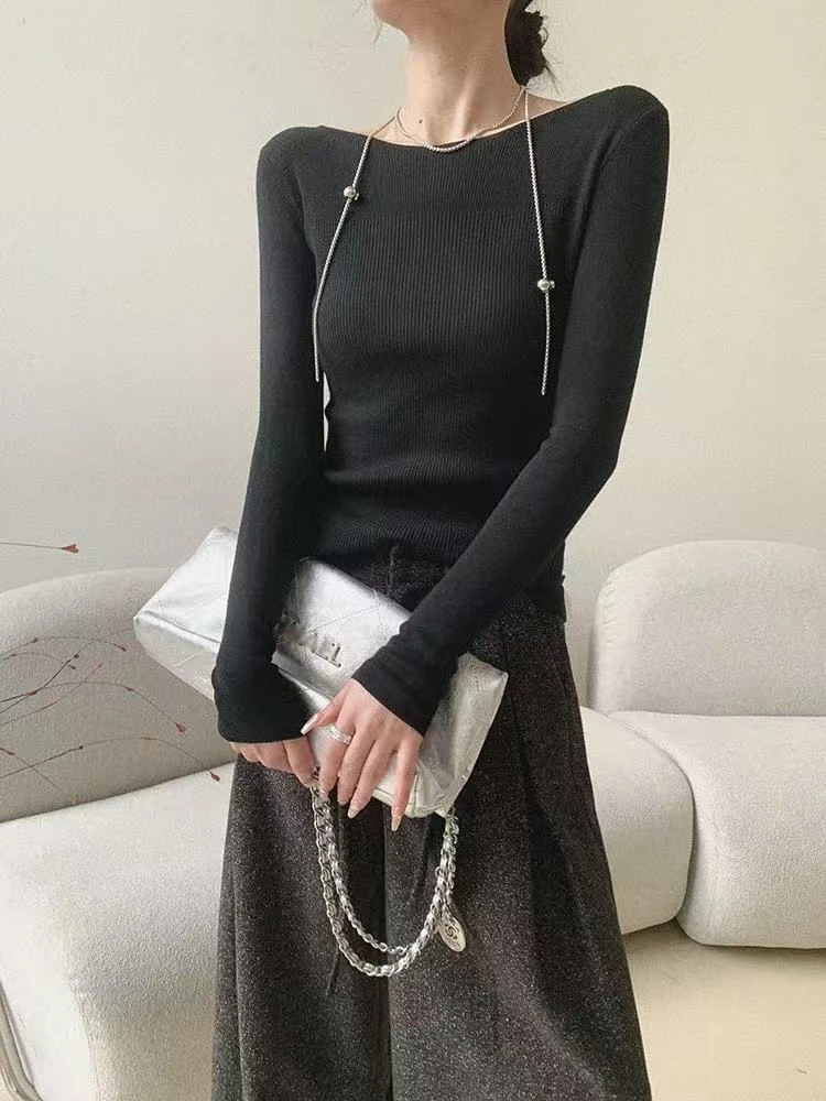 韩系“这件又精致又美～设计款法式针织衫