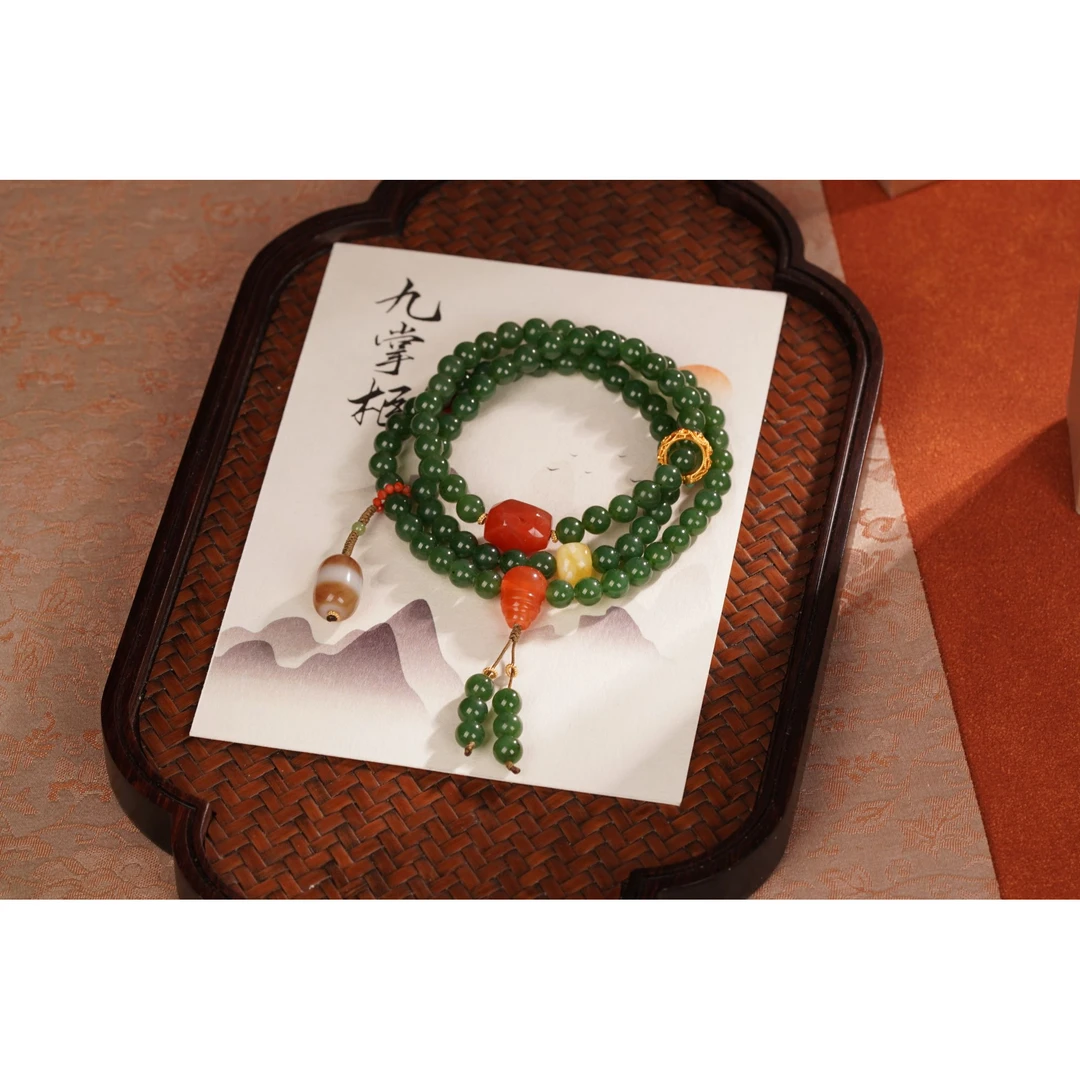 天然碧玉多圈手串简约设计—多样性发其一约6mm【JJ392】