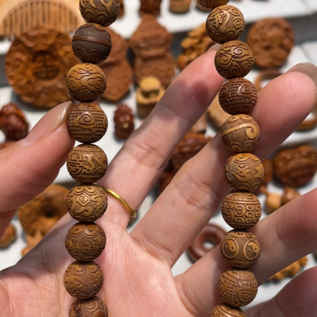 【闪购商品】檀香木手串/手链白****痣1.0雕刻珠