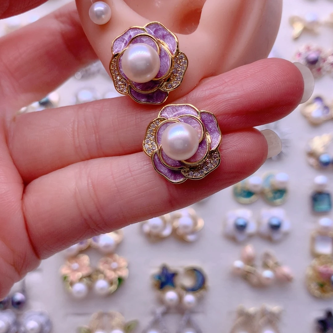 淡水珍珠耳饰合金