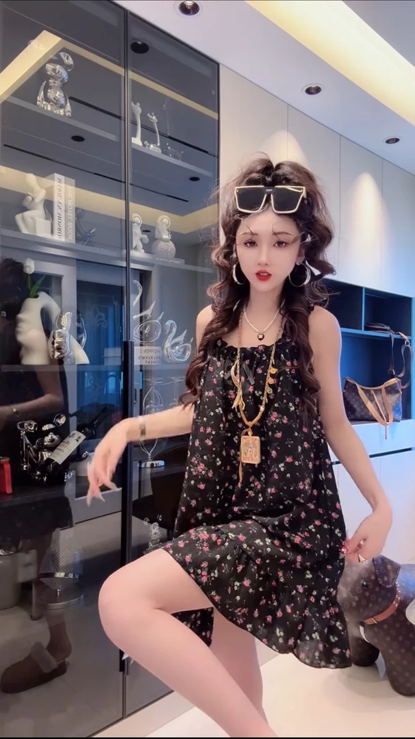 新款碎花夏季网红气质休闲韩版吊带睡裙女