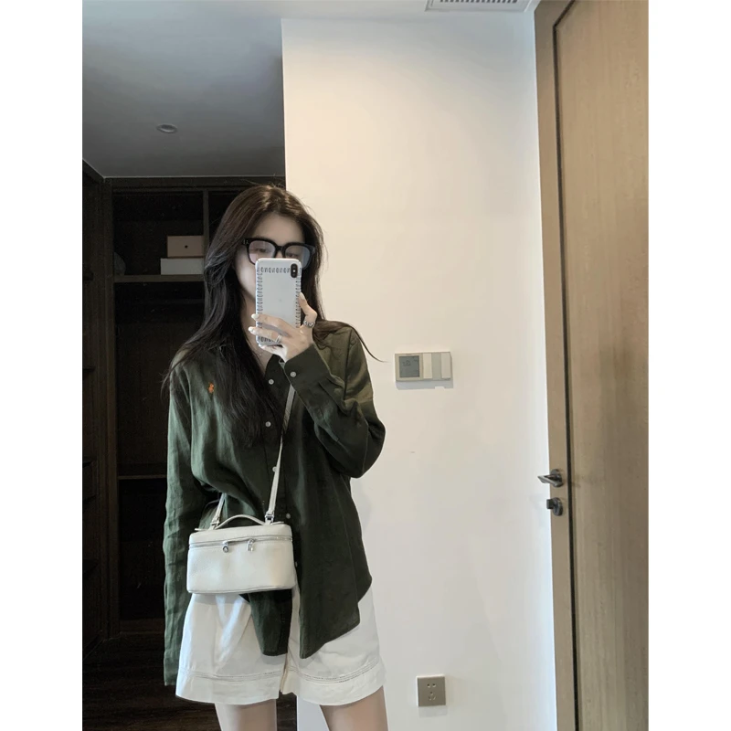 复古蓝调中式衬衣ins长袖韩版休闲复古衬衫上衣刺绣