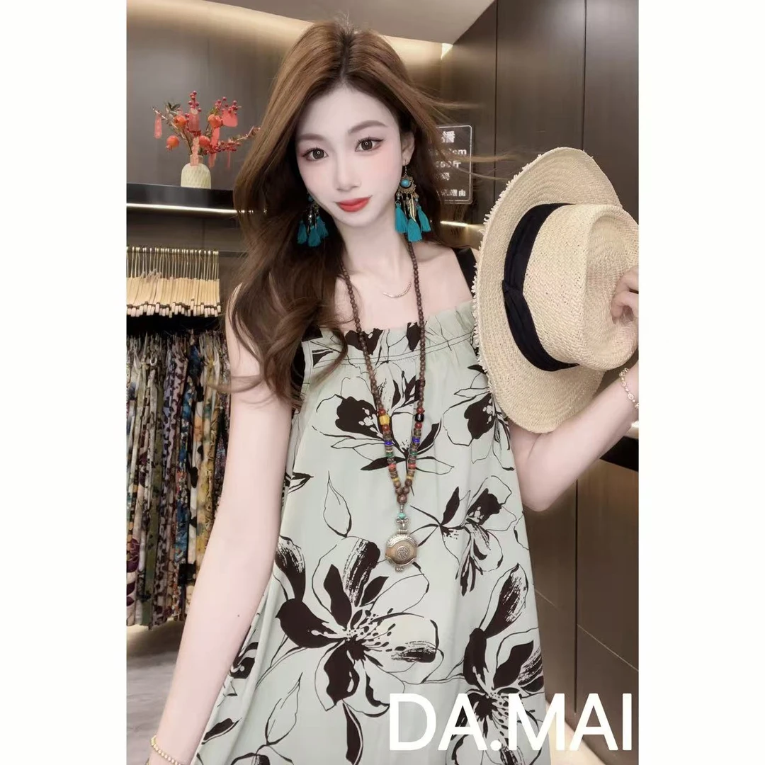 DA.MAI-8772#2025女款轻奢宽松长裙春夏缎料无袖气质时尚连衣裙