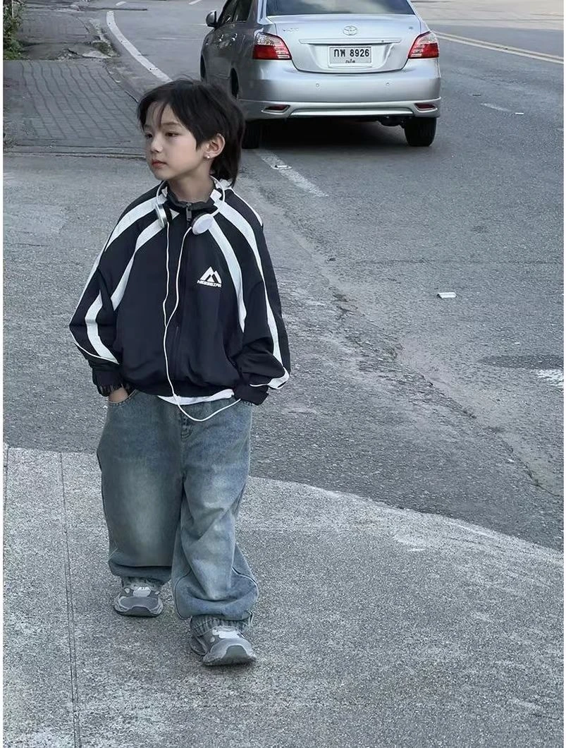 【设计师款】儿童秋季新款男女童时尚外套拉链棒球服印花版潮流外套