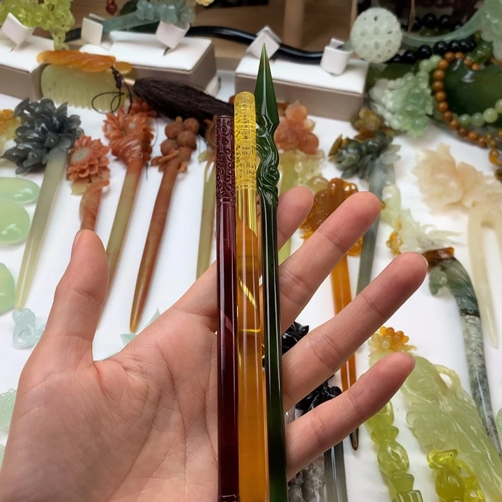 蛇纹石玉未镶嵌发饰咸****)