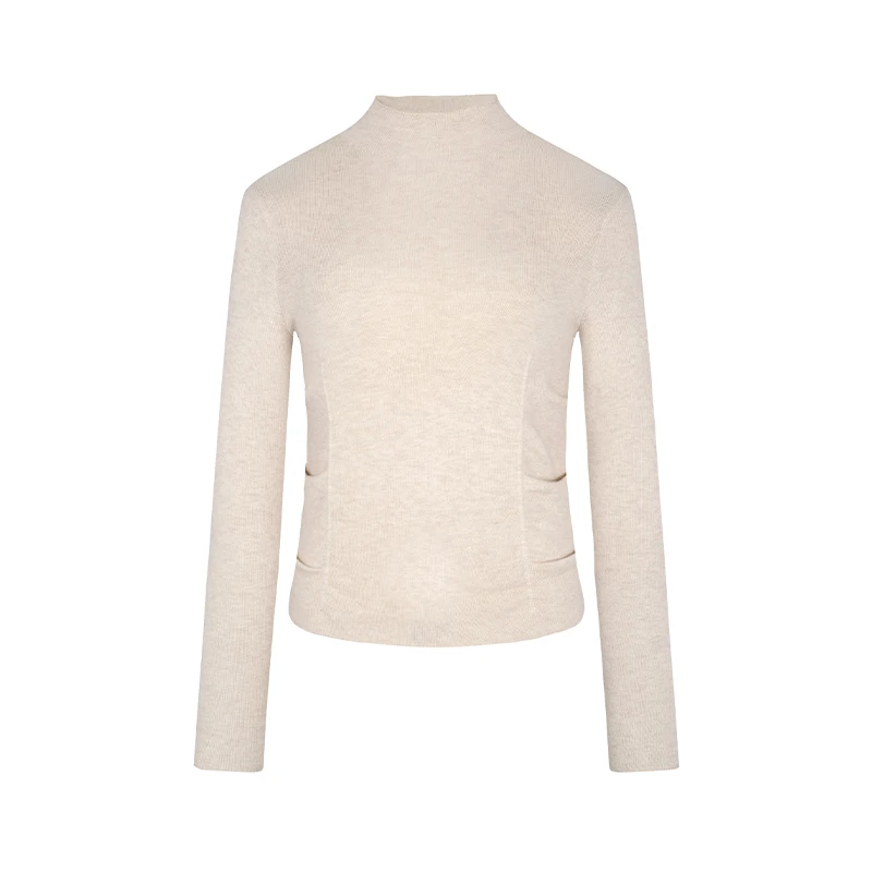 【品牌】商场同款前长后短抽褶绵羊毛针织衫NDY10A34762