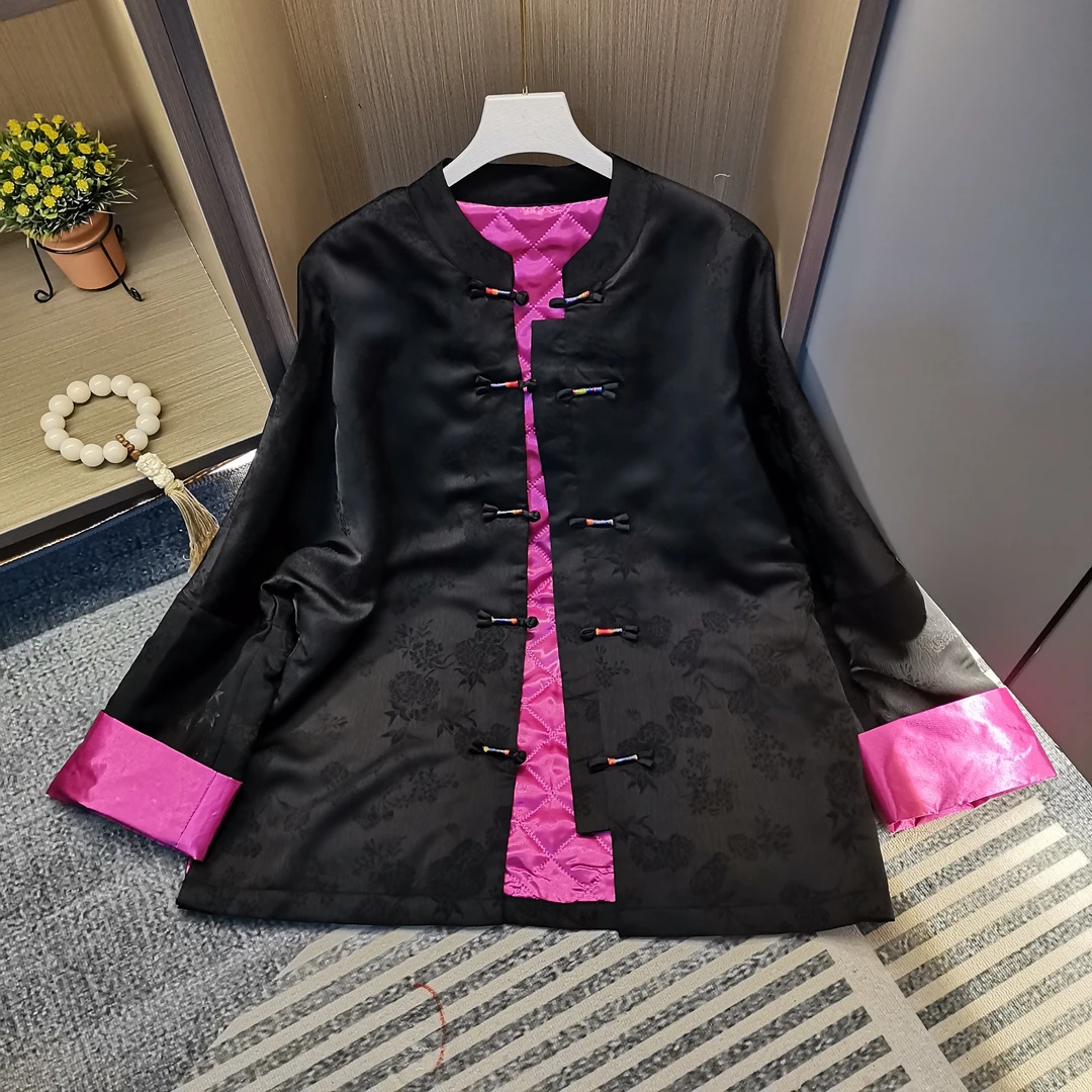 中式国风立领提花宽松显瘦薄棉上衣外套7018