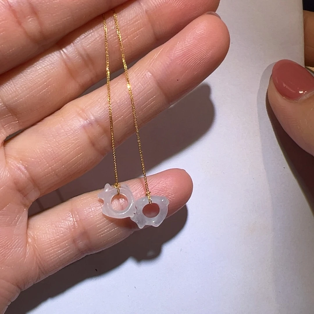 翡翠颈饰18K金镶嵌耳环