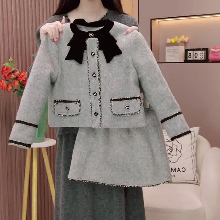 2025秋冬季新款韩版女童夹棉小香风套装中大童时尚外套短裙两件套