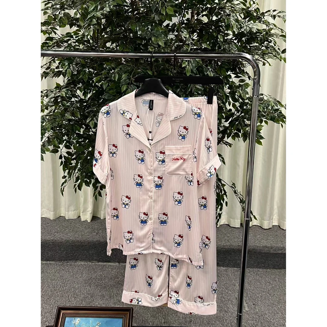 【粉条Kitty】2025夏款短袖长裤高级感家居服睡衣套装