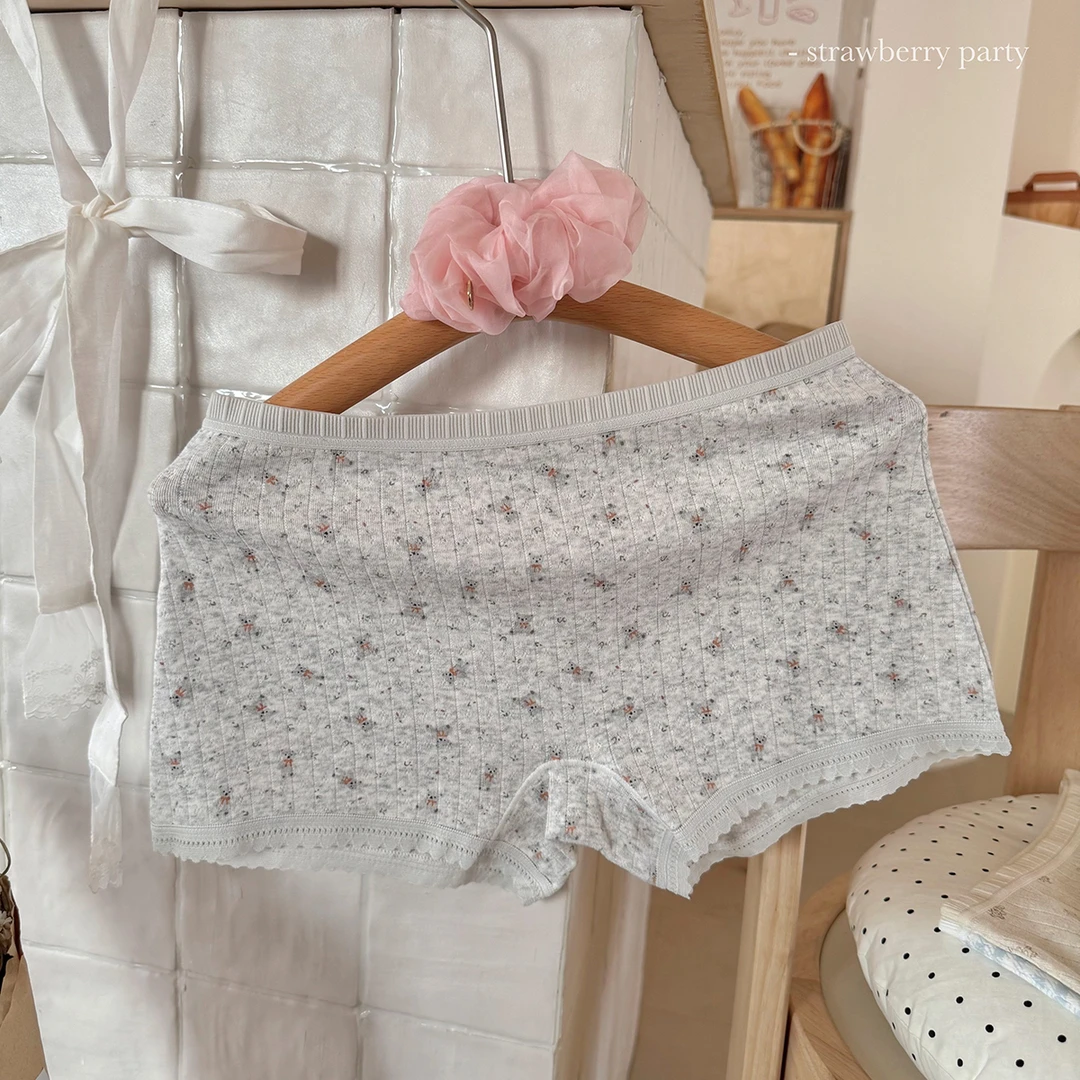 10A温柔碎花小四角内裤女生纯棉抗菌安全裤二合一防走光打底透气