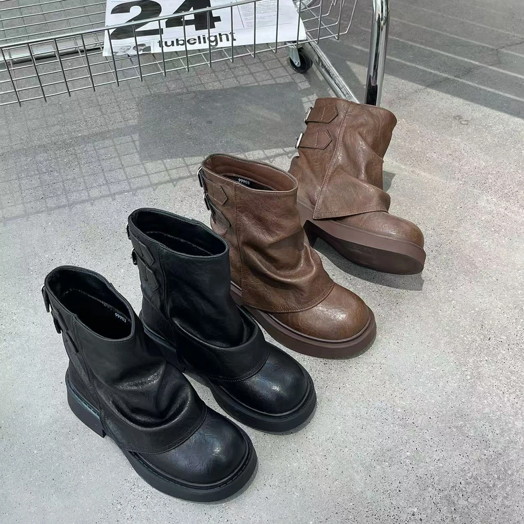 【交个朋友专属】凯撒KAISER美拉德裤管短靴厚底堆堆靴（KS2701）