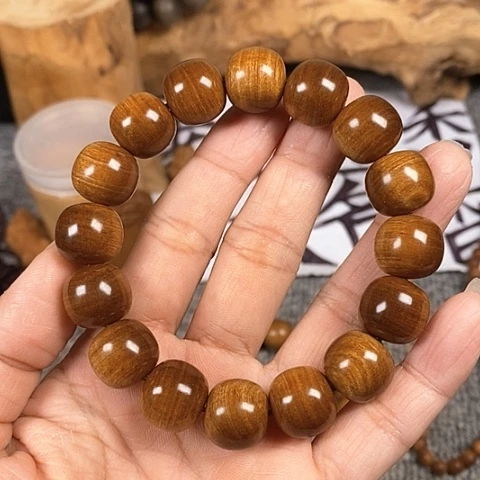 檀香木手串/手链老山檀香黑肉横纹13/14老型珠沉水