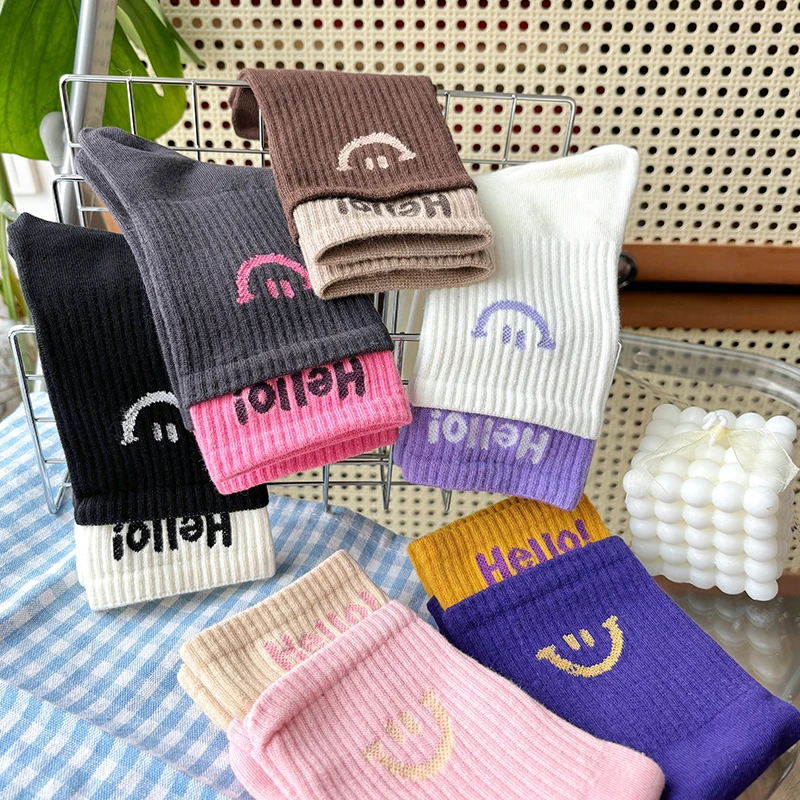 春夏长筒女袜ins风多巴胺中筒袜韩版潮袜透气保暖棉袜百搭堆堆袜