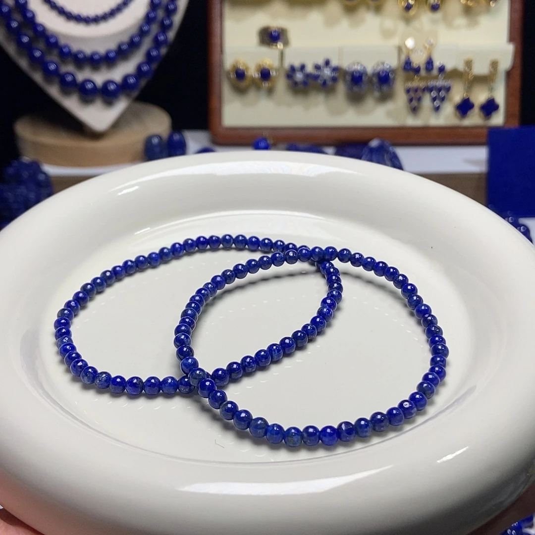 青金石未镶嵌单圈手串4mm多样性发其一