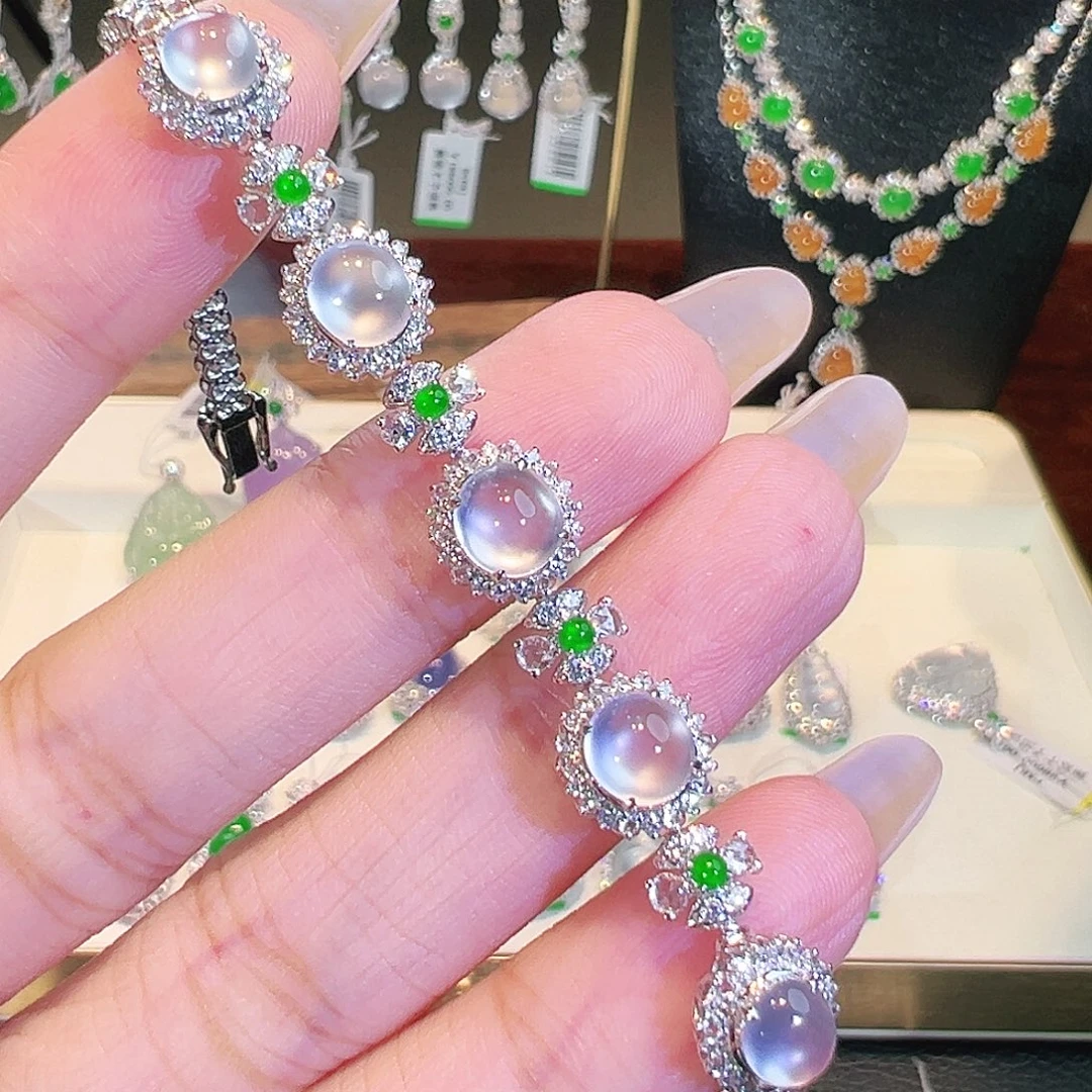 翡翠18K金镶嵌手链翡翠