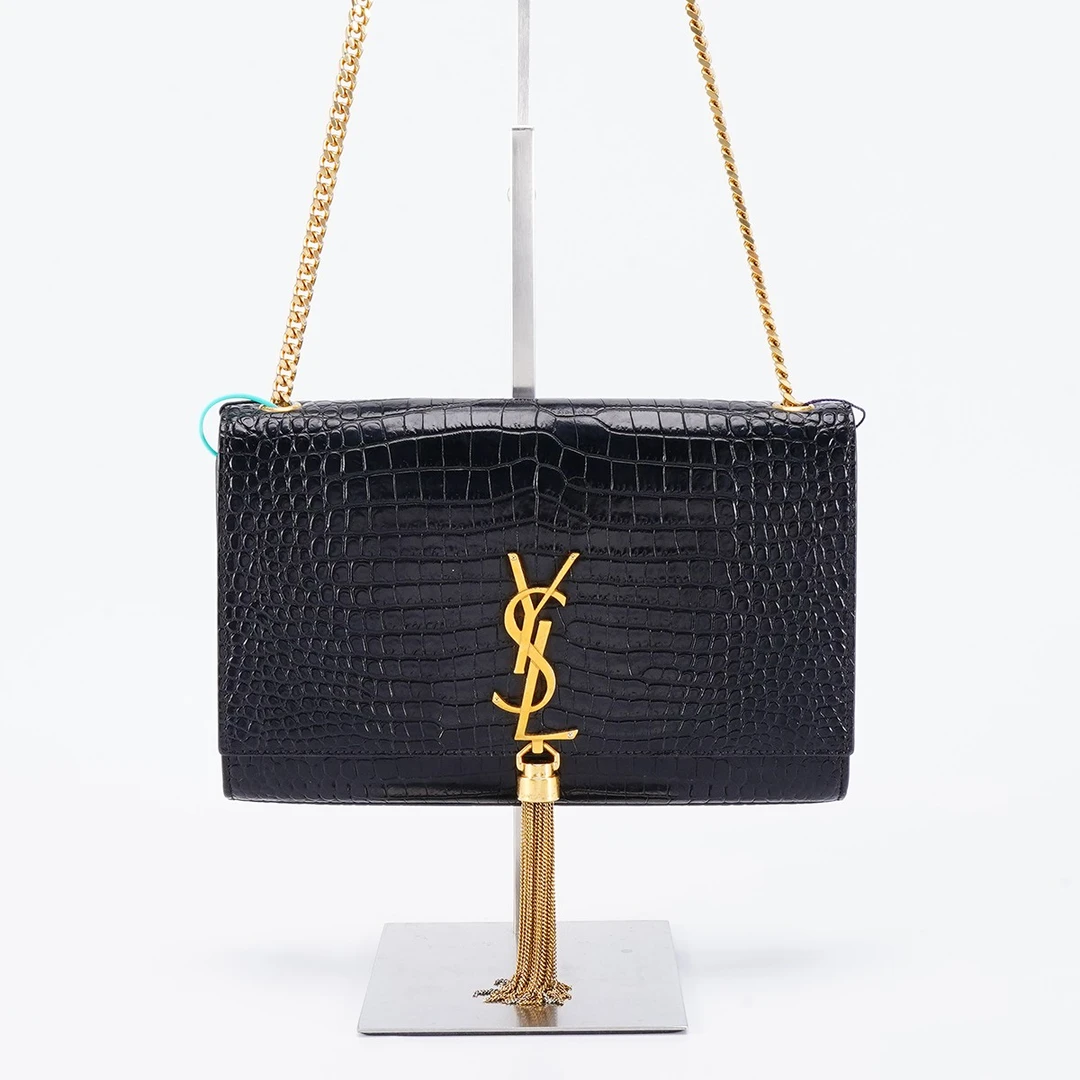 99新 YSL/圣罗兰 流苏包中号鳄鱼纹雾面单肩斜挎包/精选
