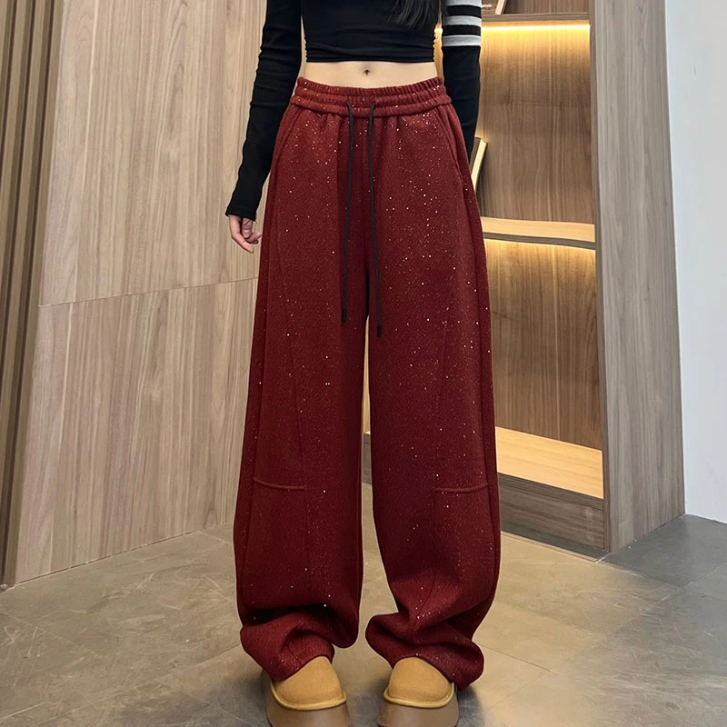 今年流行的爆款休闲裤欧货秋冬新款宽松显瘦百搭香蕉弯刀裤阔腿裤