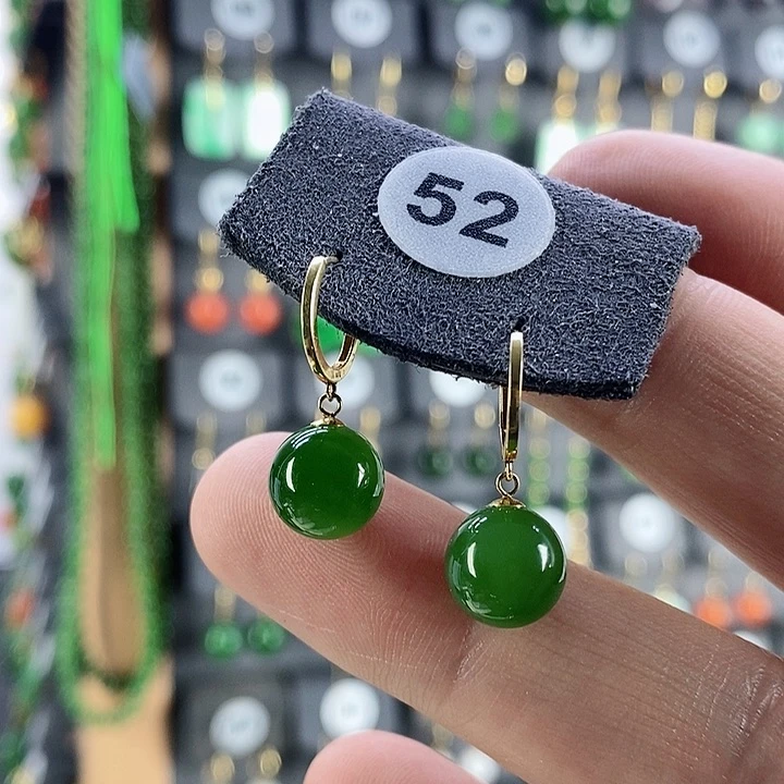 和田玉耳饰18K金镶嵌