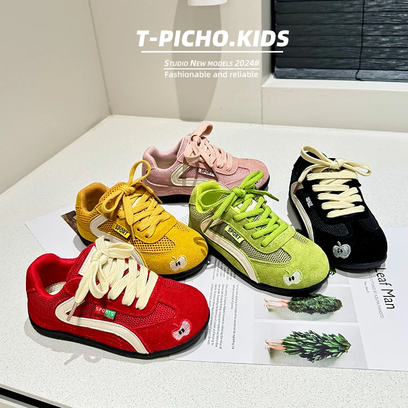 【春日小苹果】（牛皮）2025年春季新款男童女童百搭德训阿甘鞋-25021