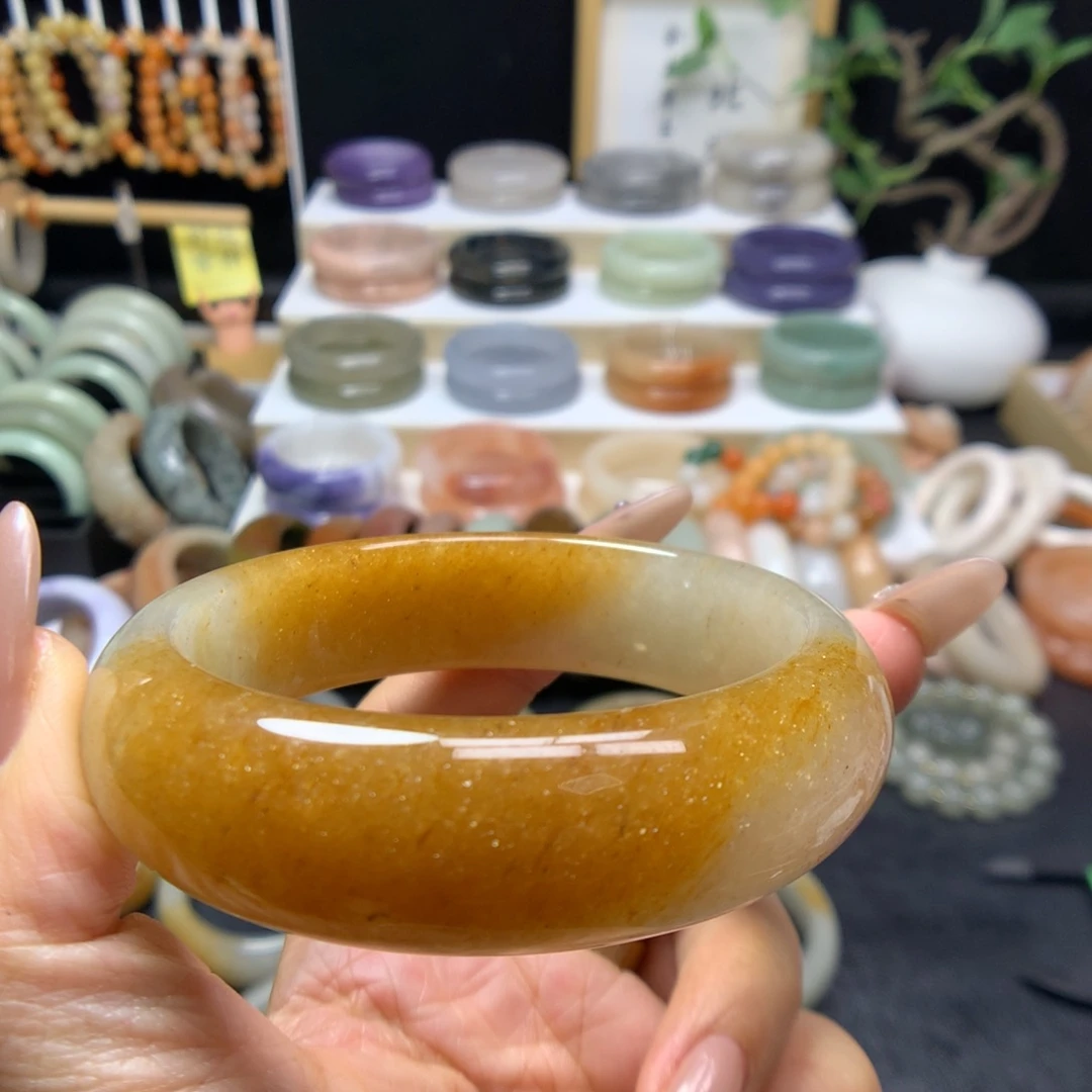 石英岩玉手镯未镶嵌紫*晶