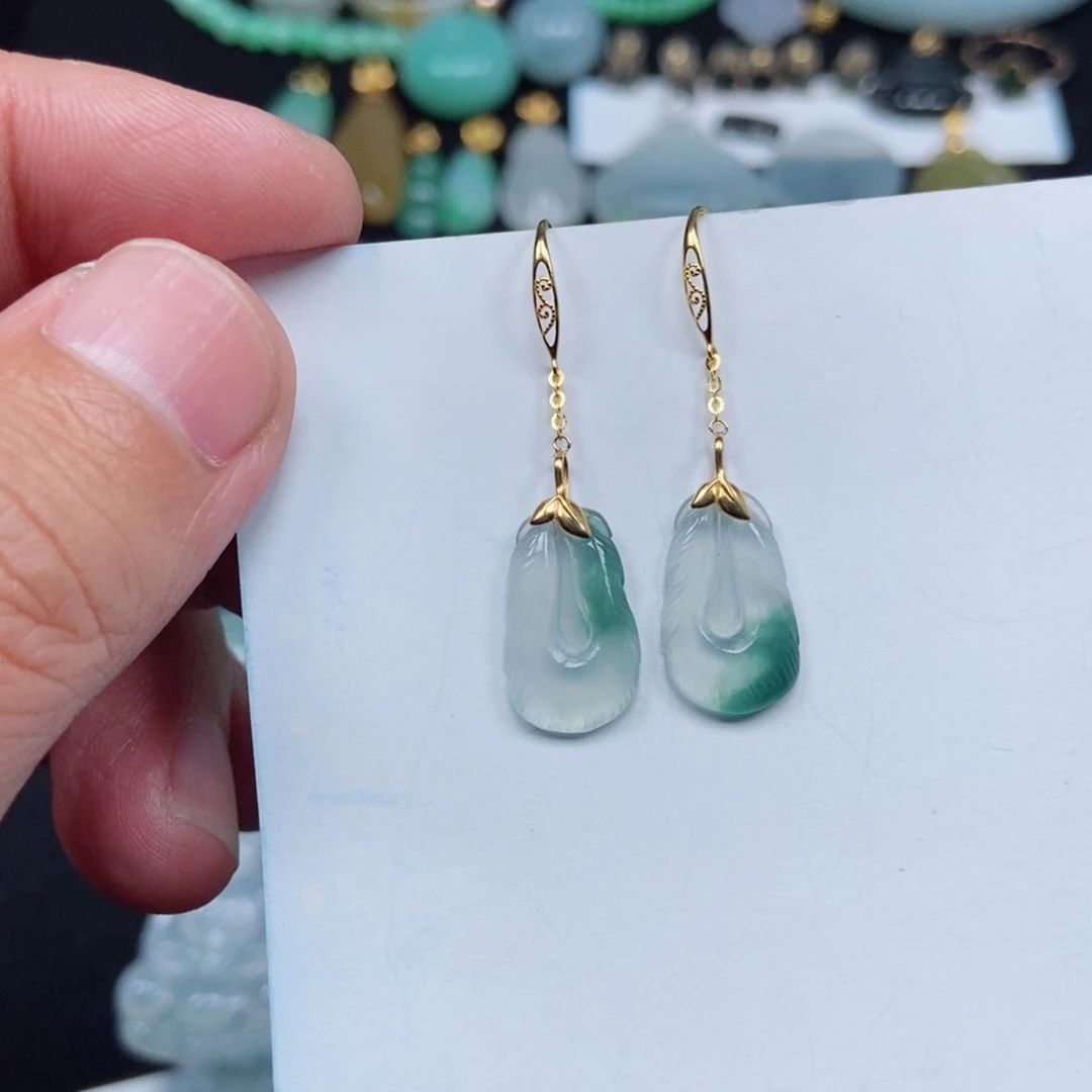 ****怡翡翠未镶嵌颈饰羽毛耳挂