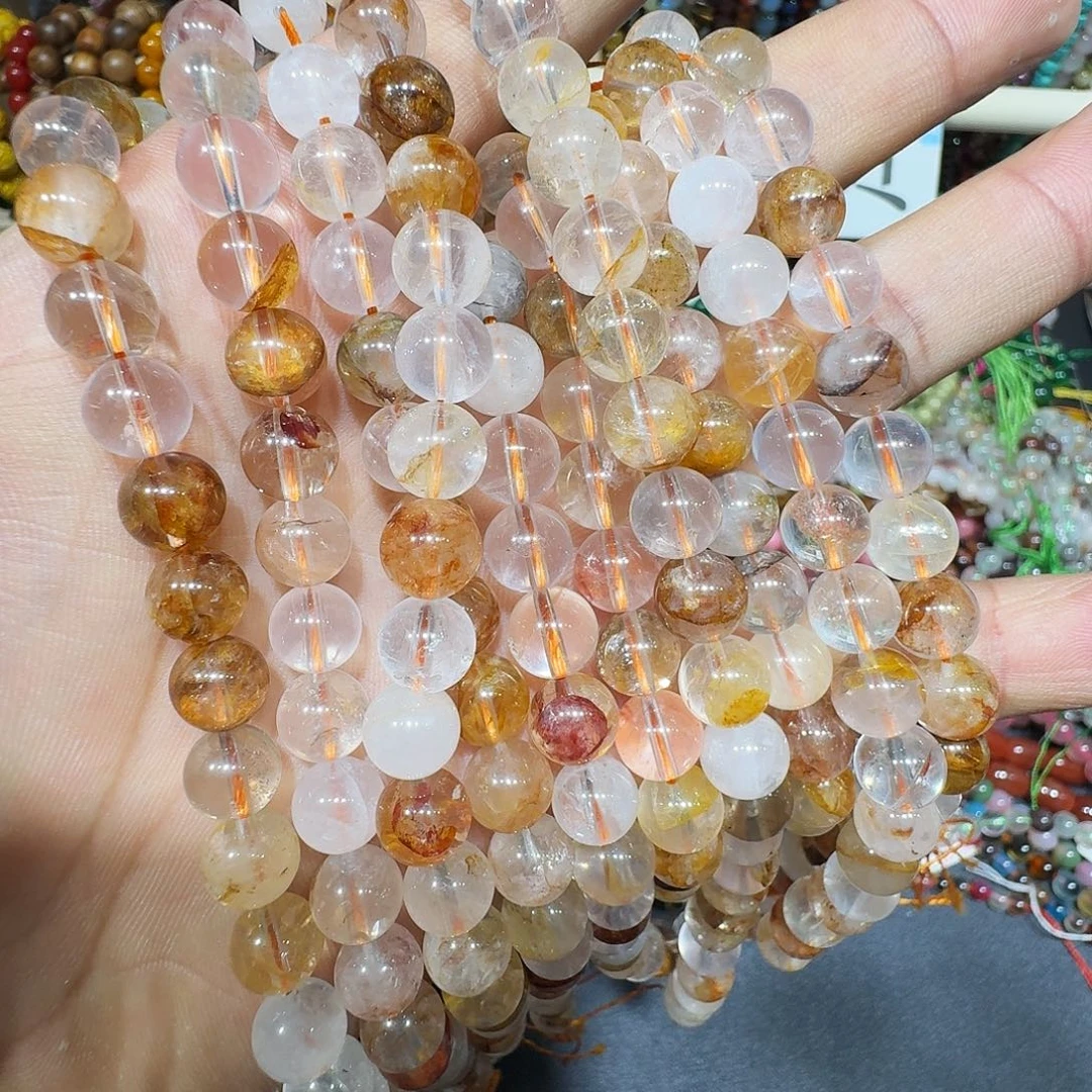 玛瑙/玉髓未镶嵌珠宝半成品黄胶花8mm一条