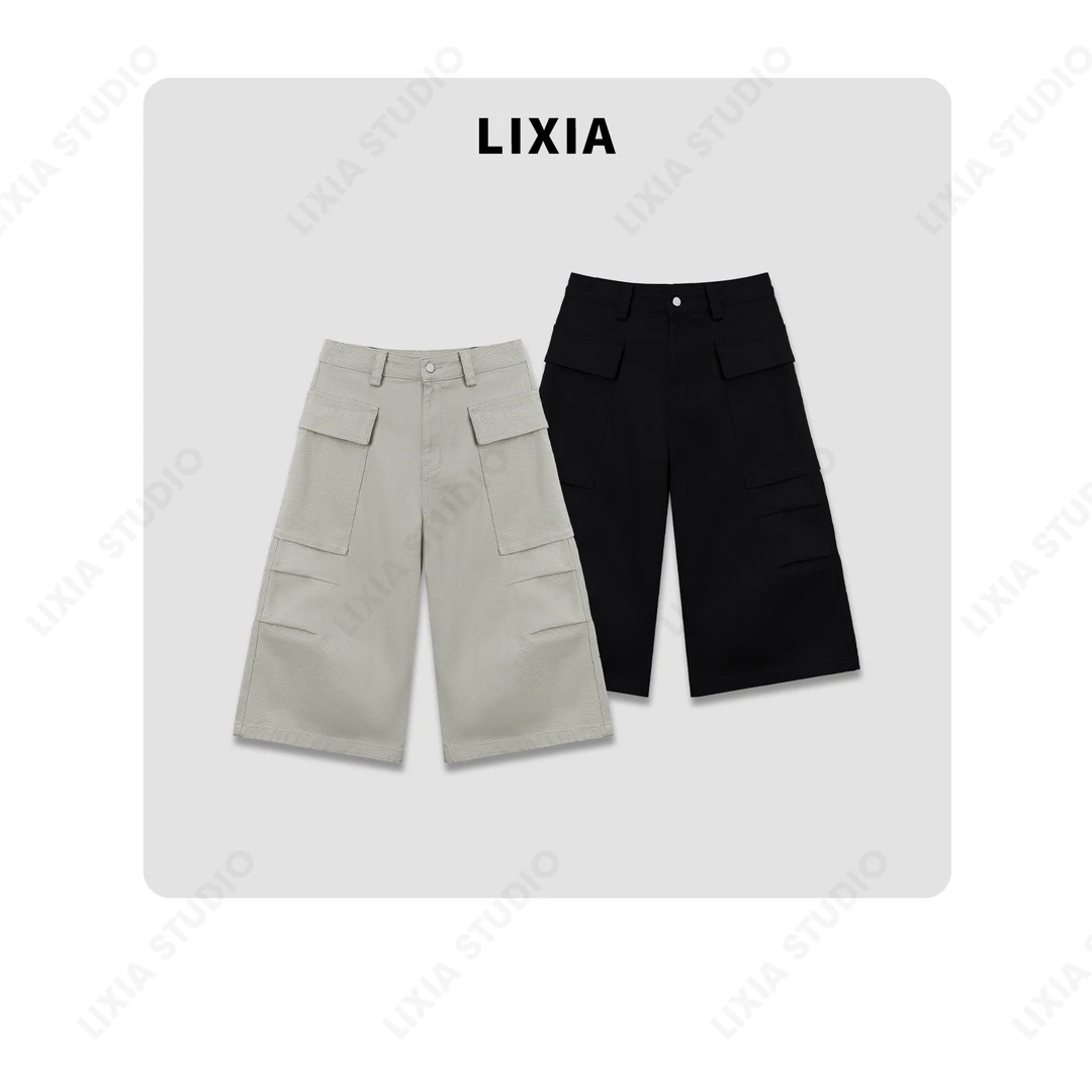 LIXIA【序幕】纯棉休闲百搭显瘦七分潮流工装牛仔裤-6003K