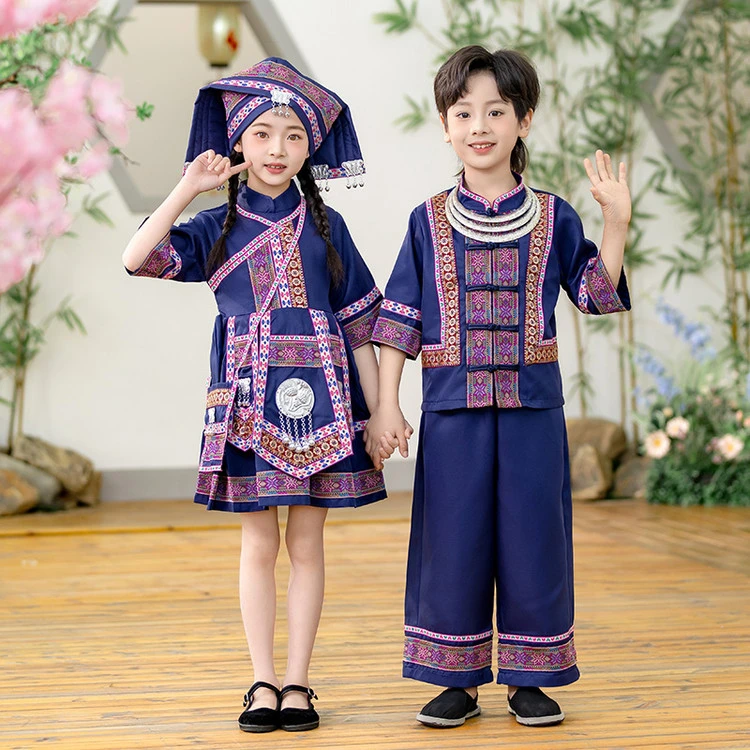 儿童民族风贵州广西壮族服饰56个少数民族服装瑶族彝侗族姐弟装
