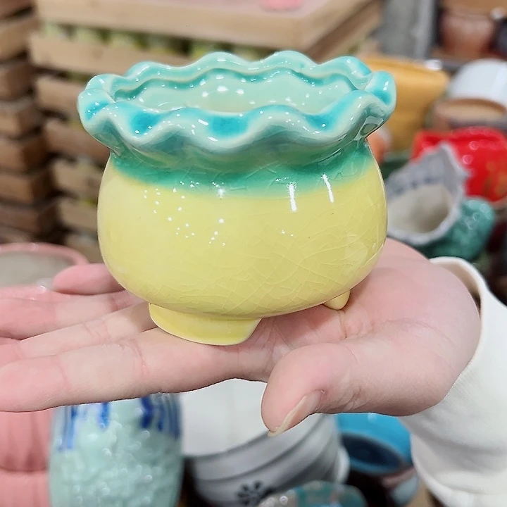 有孔.凑满10元发货多肉陶瓷花盆！