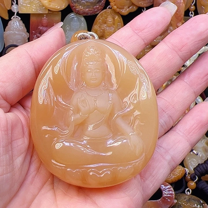 石英质玉（黄龙玉）合金颈饰