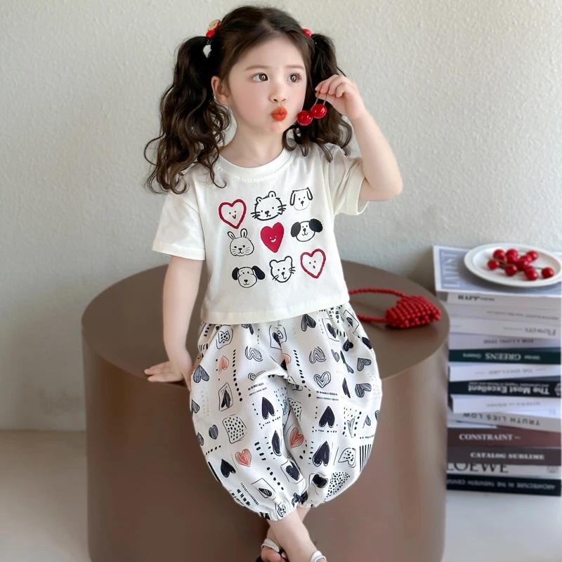 女童套装夏季防蚊裤两件套2025新款洋气女宝宝夏款休闲儿童装衣服