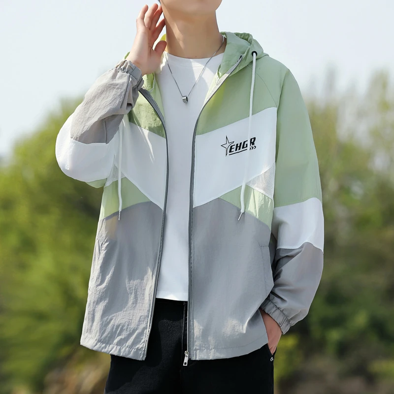 品牌夏季冰丝防晒衣男薄款透气防晒服青少年初中高中学生大童外套