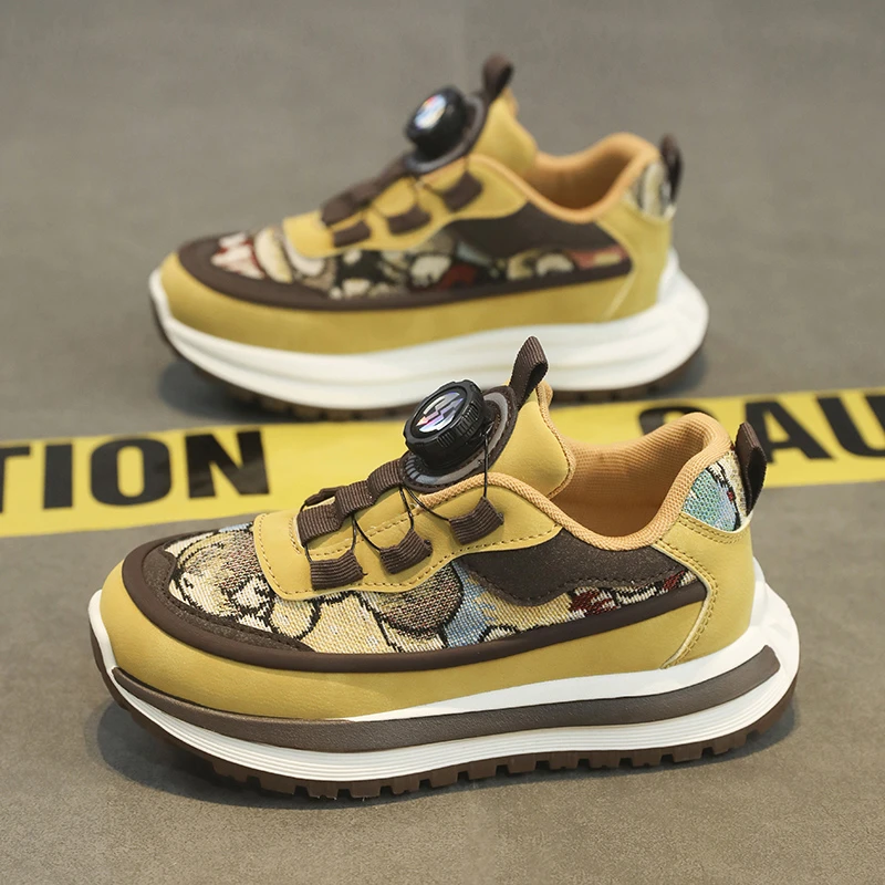 秋冬休闲旋转扣运动鞋厚底百搭男女童鞋中大童潮鞋四季LL51