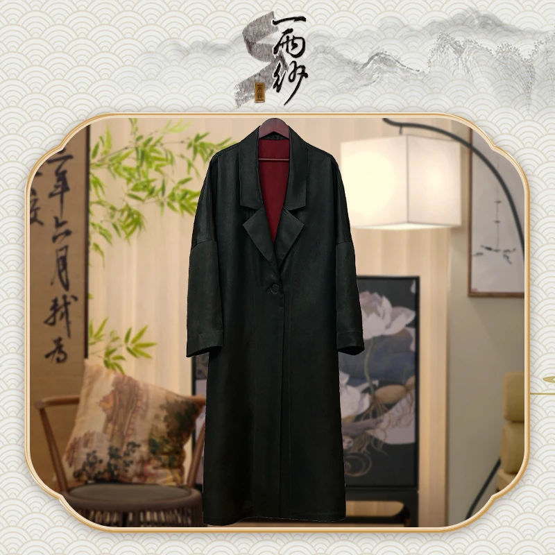 【冰皮香花藤●风衣】238785桑蚕丝重缎皮子香云纱风衣外套新中式50