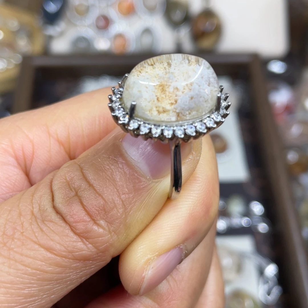 【闪购商品】银S925镶嵌珠宝半成品水晶戒指