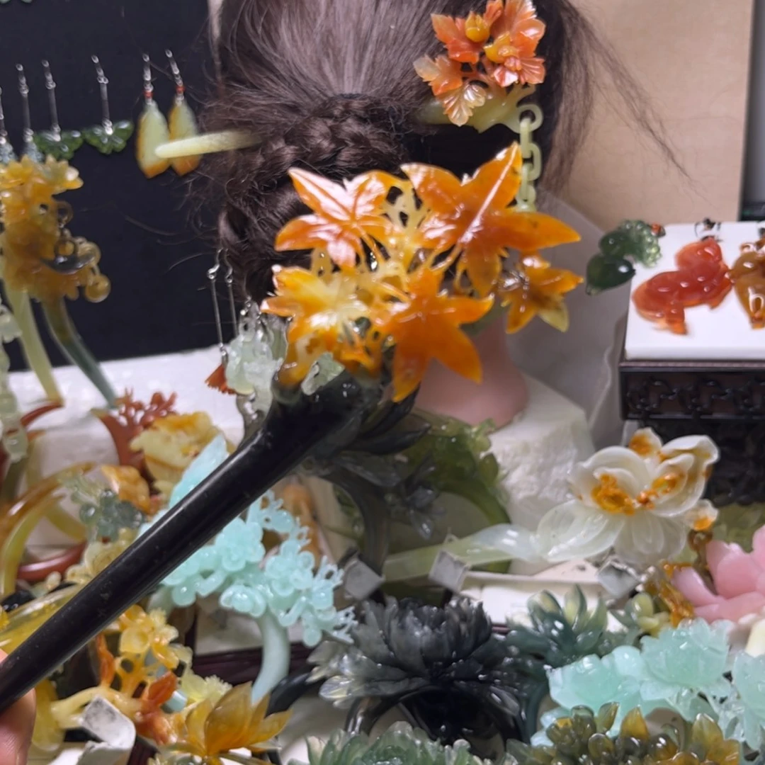 【闪购商品】合金蛇纹石玉发饰风*～