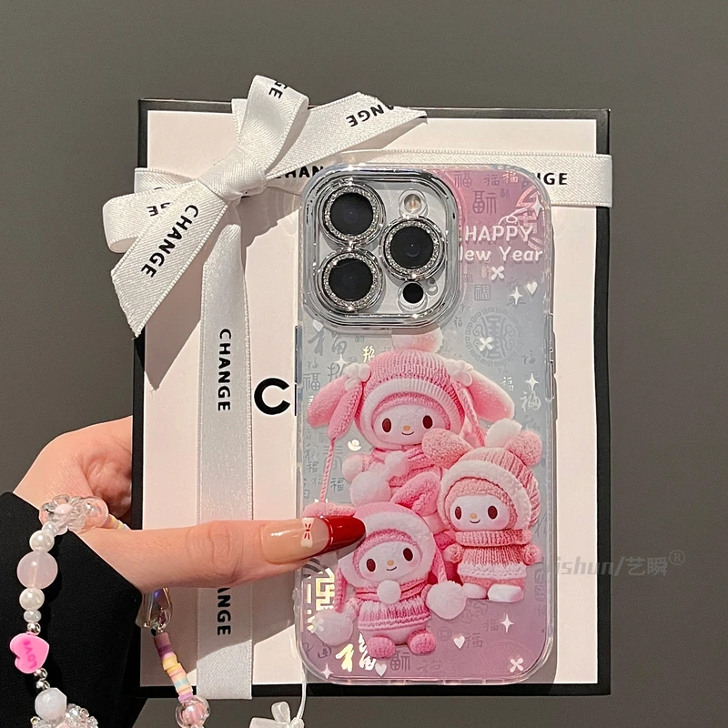 少女心粉色可爱美乐蒂适用苹果16promax手机壳百福图新款iphone15