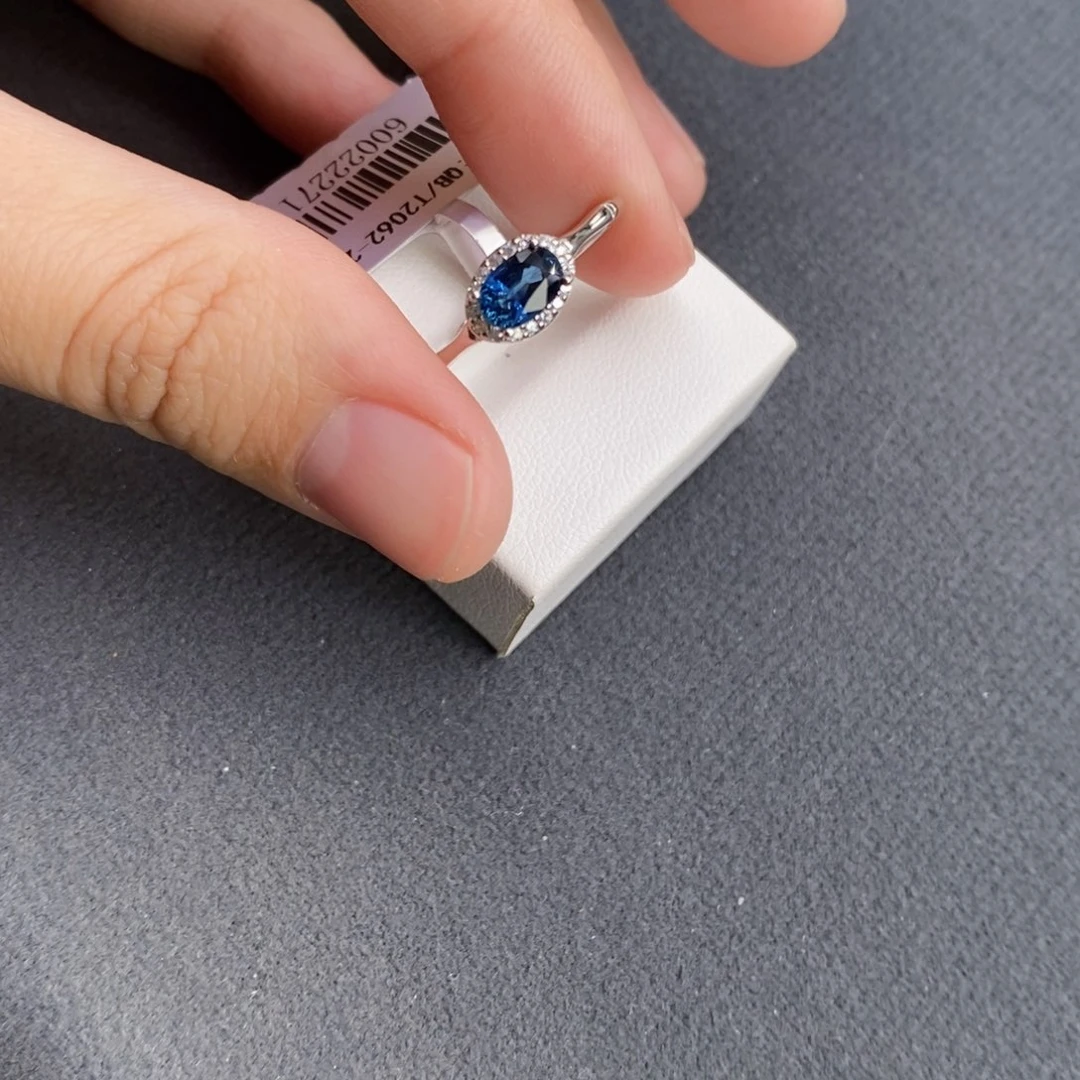 蓝宝石戒指银S925镶嵌半*月