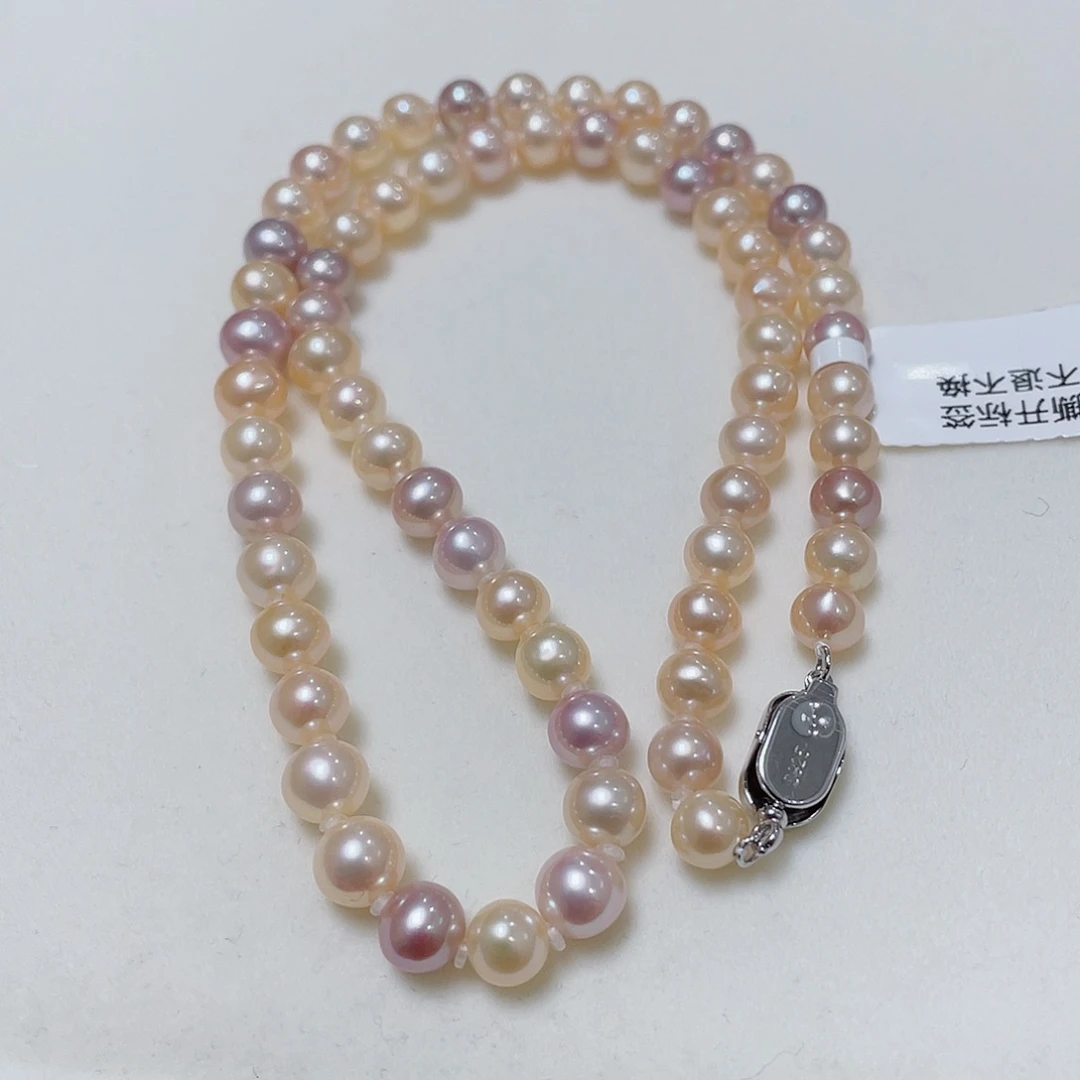 项链银S925镶嵌淡水珍珠