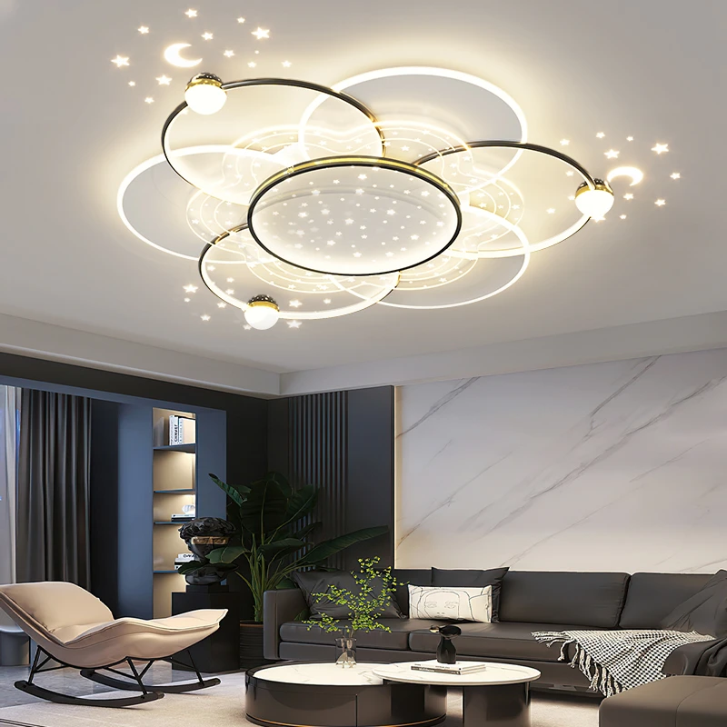 2024新款客厅大灯现代简约卧室吸顶灯大气星空顶中山灯具全屋组合