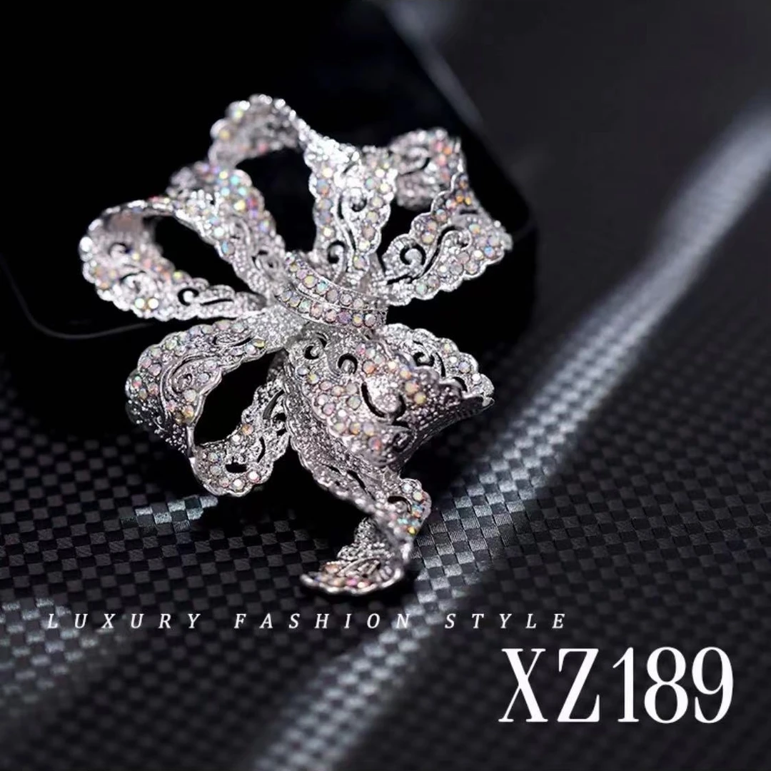 铜合金合成锆石胸针 【梦幻蝴蝶结】胸针超闪精致胸花