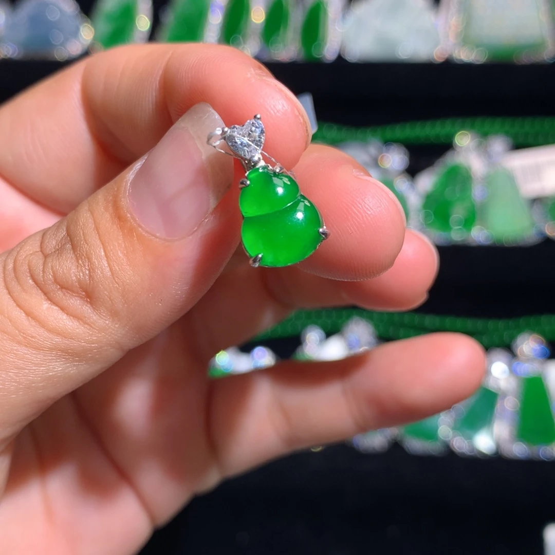 【闪购商品】翡翠银S925镶嵌颈饰天然翡翠