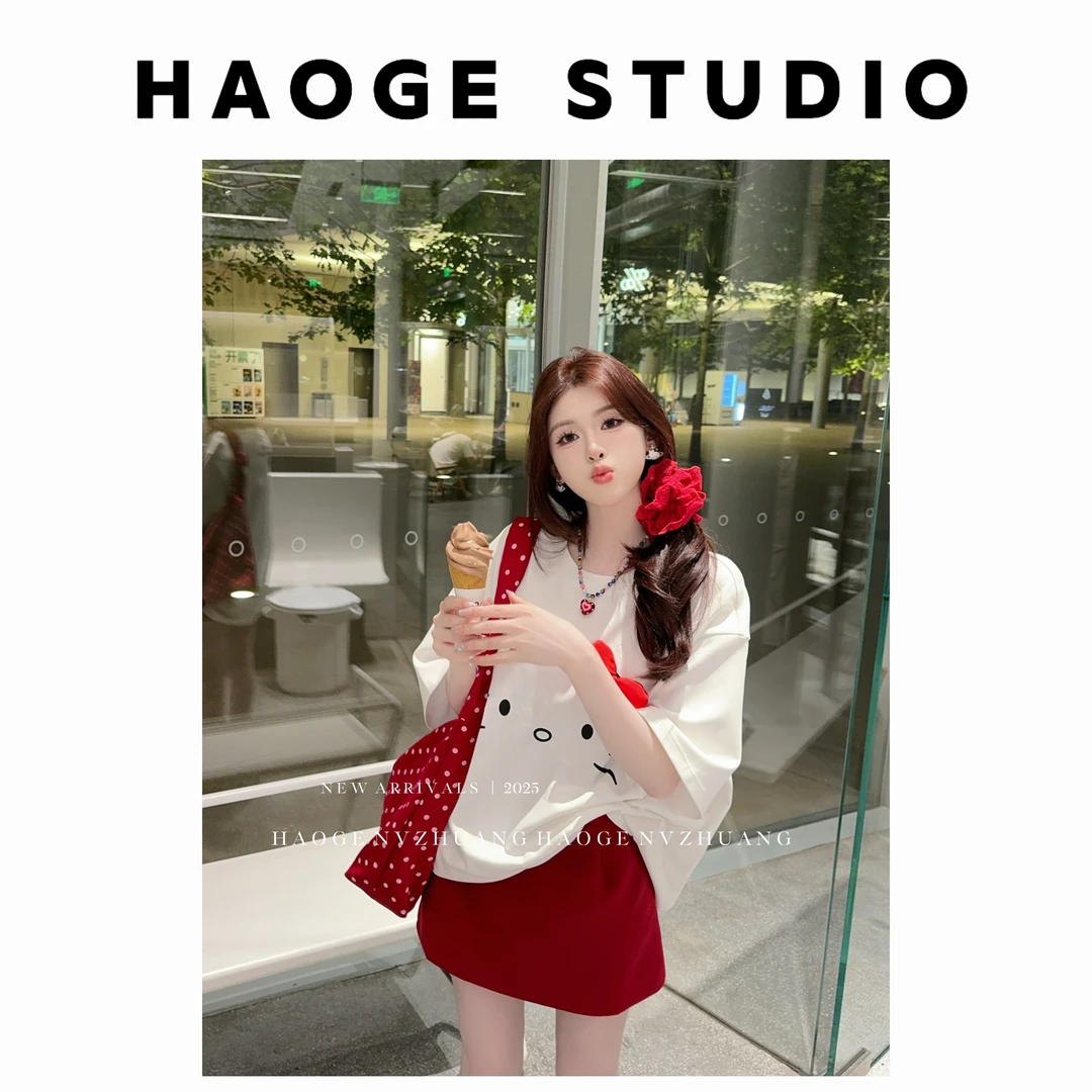 浩哥严选●小猫T恤预C5TX4798A显瘦时尚夏季小众宽松减龄日常设计