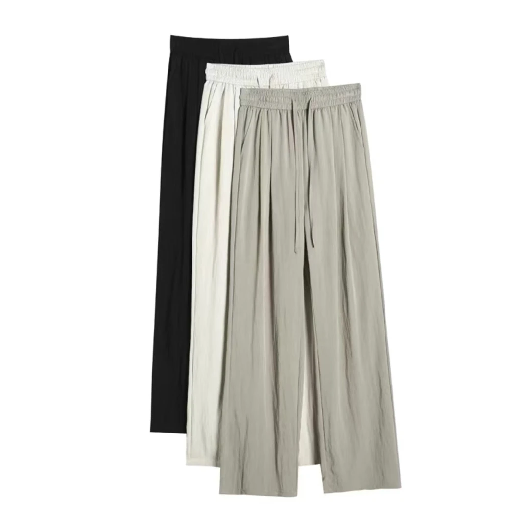 垂感山本裤女夏季薄款2025新款常规款慵懒风窄版涤纶冰棉阔腿裤子