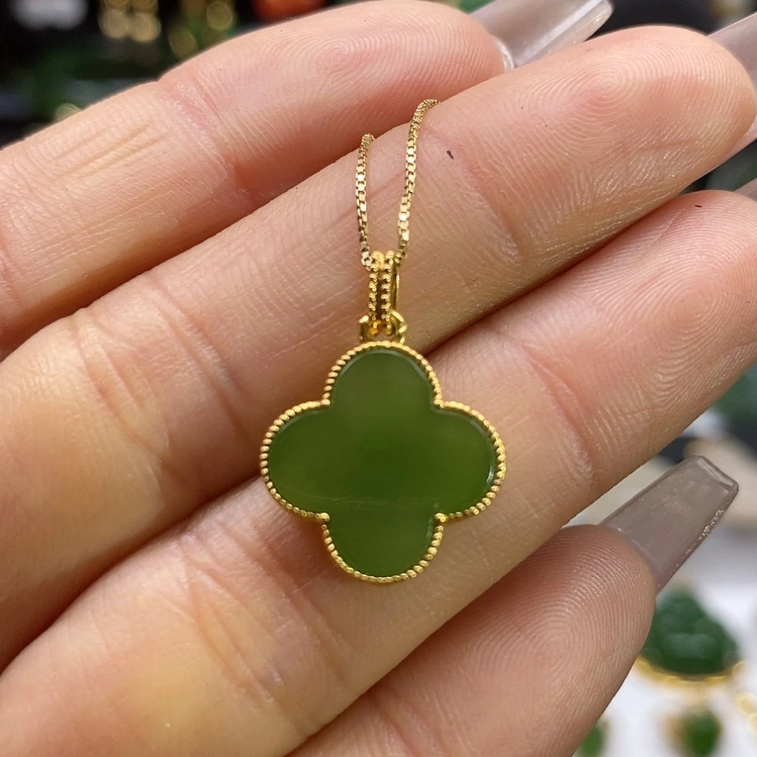 和田玉颈饰18K金镶嵌