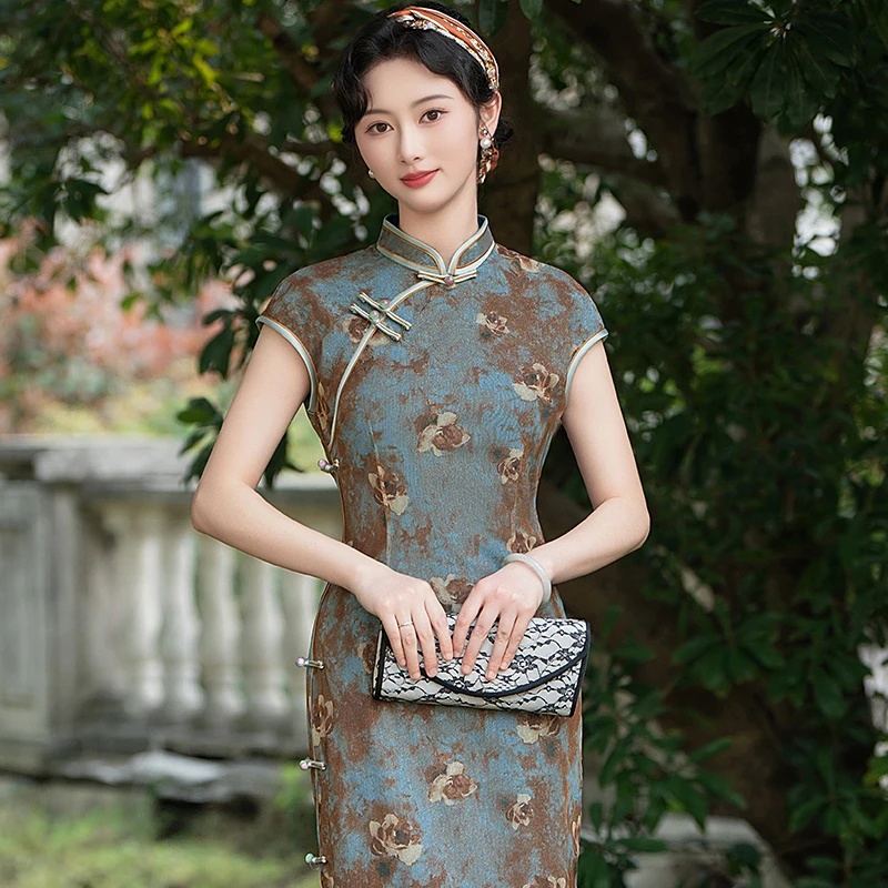 新中式旗袍2025夏季老上海日常可穿礼服气质素雅国风复古改良裙子