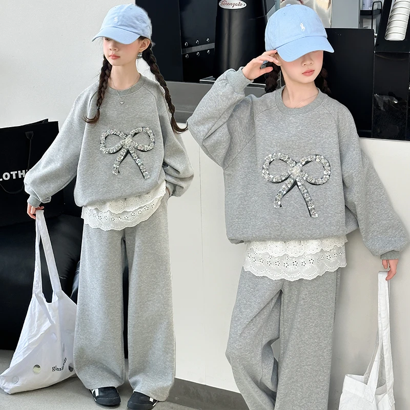 女童春秋款甜美卫衣套装2025新款中大儿童6-12岁15岁春装洋气卫裤