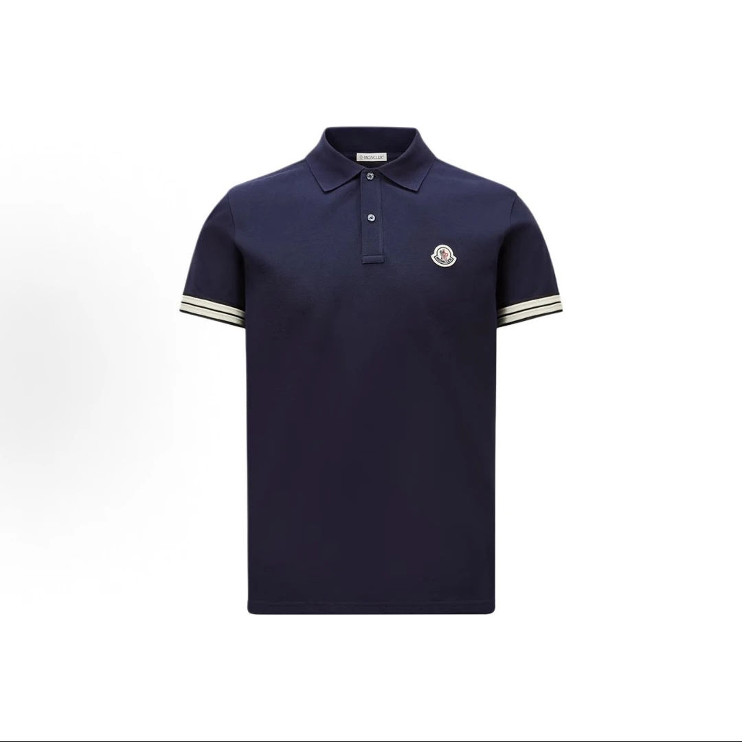 未使用 MONCLER 盟可睐蒙口 休闲徽标贴布短袖Polo衫男款深蓝色