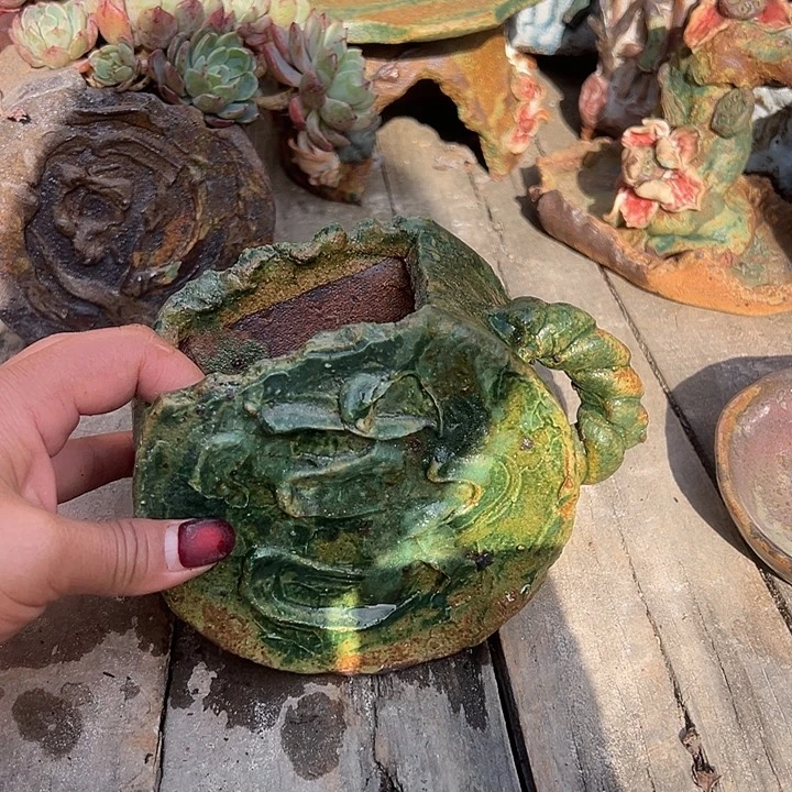 无孔福利手工粗陶高温花器